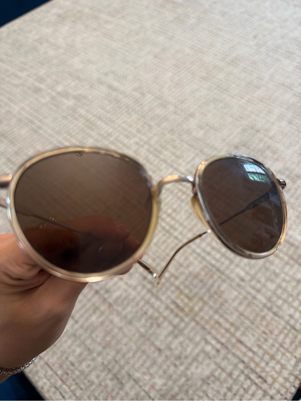 Anthropologie Aviator round Sunglasses in Gold with Brown Lenses
